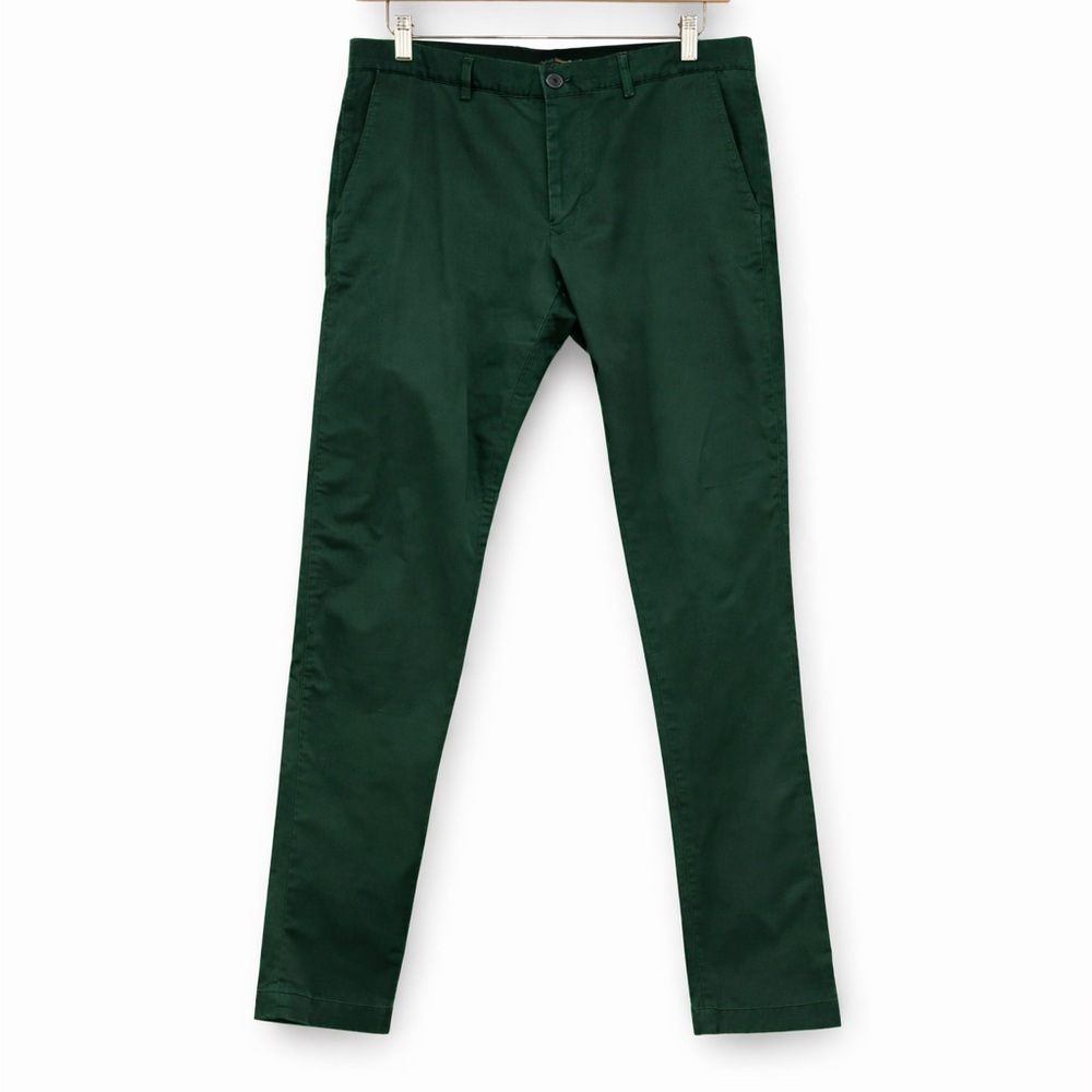 Club Monaco Connor Pants 31x30 1/2 Slim Fit Dark Green Stretch Chinos Mens